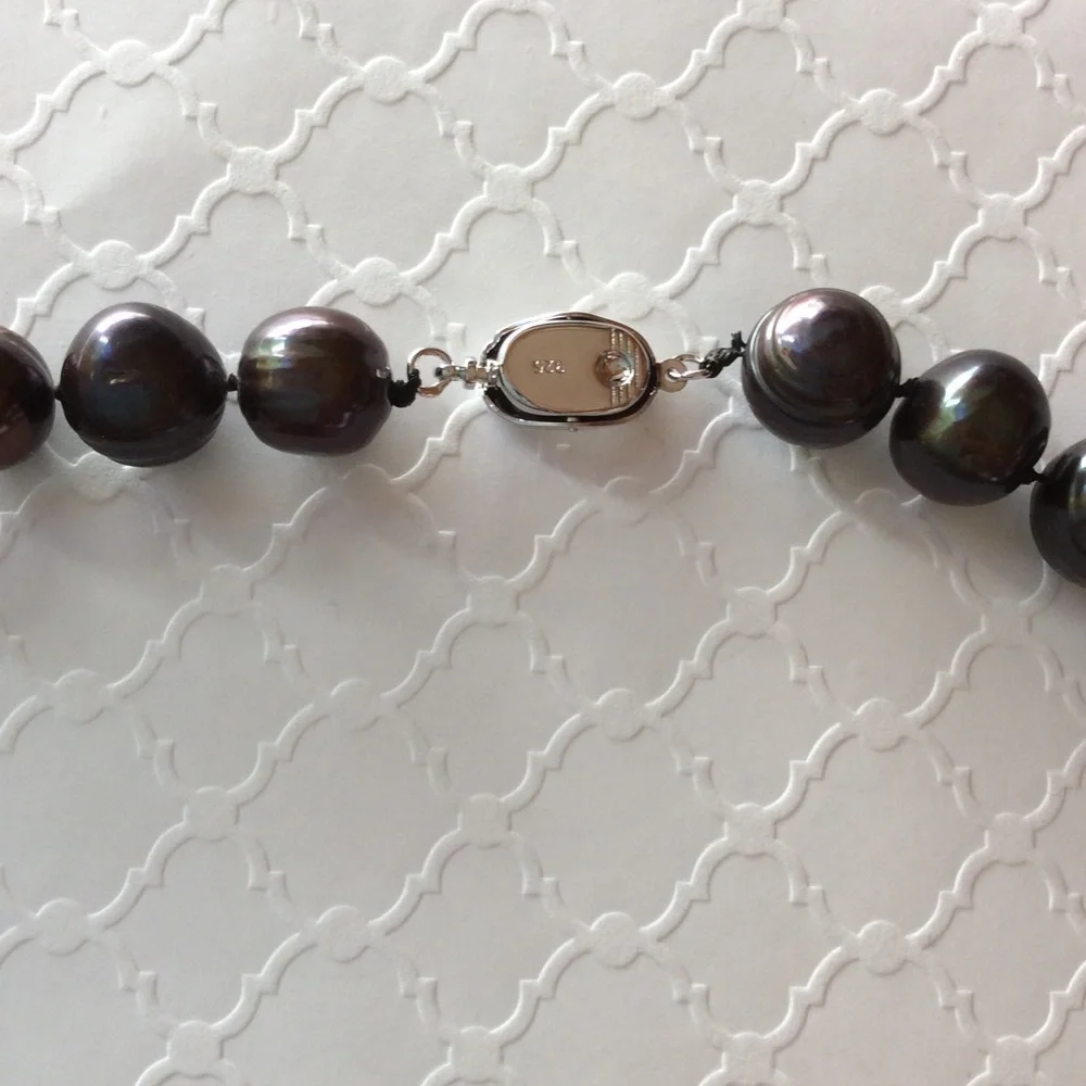 11mm Iridescent Tahitian Pearl Strand Sterling Silver - Picture 11 of 13